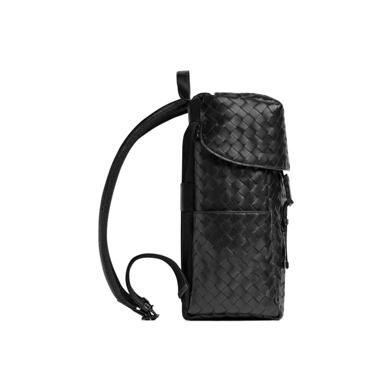 Bottega Veneta Intrecciato Calfskin Backpack Men's Black & Matte Black-1