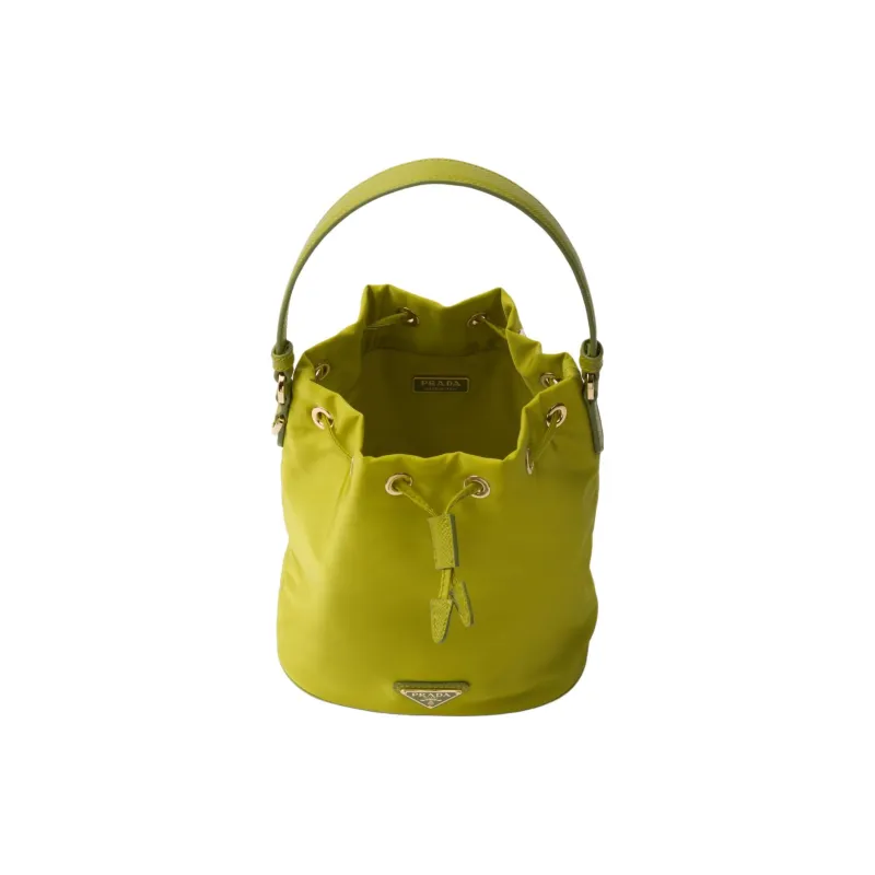 PRADA Re-Nylon Fabric With Leather Bucket Bags Shoulder Bag Crossbody Bag Handbag Mini Women's Lotus Green-3