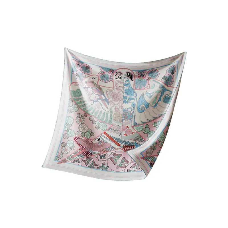 WENSLI Silk Scarves Women's Fly Flower Decree-1