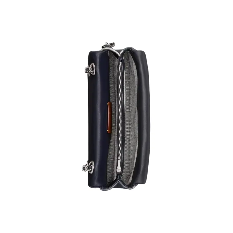 COACH Tabby Nappa Leather Shoulder Bag Crossbody Bag Medium Size Women's Silver & Midnight Navy Multicolor-3
