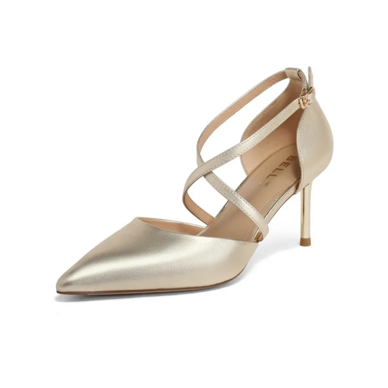 BELLE One Strap Sandals 7.5CM Women's Gold, Black-5