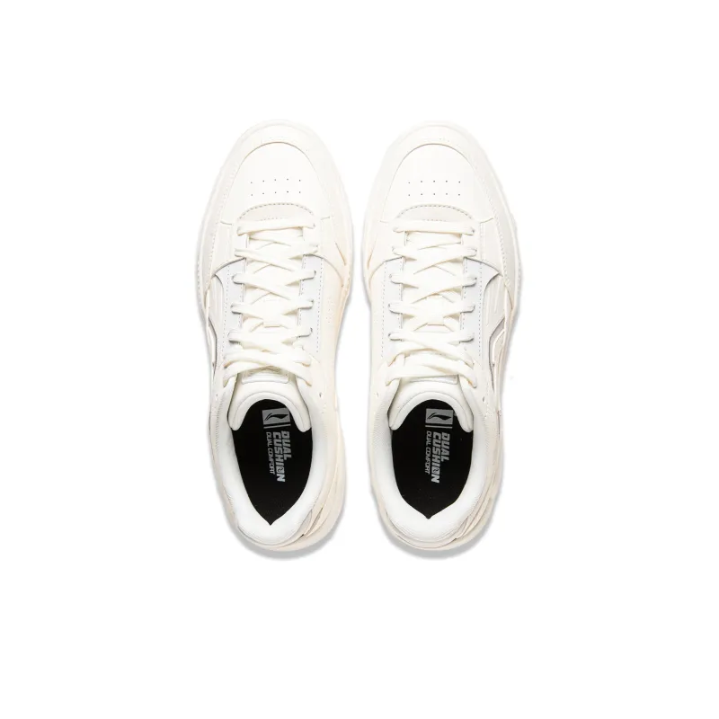 LiNing Common 80s Slip Resistant Cushioning Low Top Skateboard Shoes Men's Ivory-2