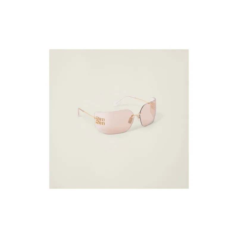 MIU MIU Logo plaque Wraparound frame Sunglasses-6