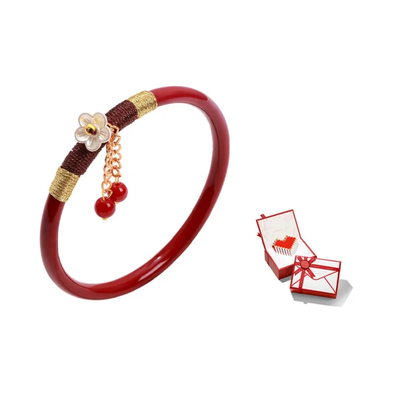 ZHOUBAIFU Reconstructed Cinnabar Jade Bangles Women's-8