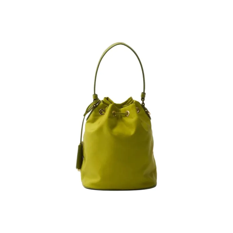 PRADA Re-Nylon Fabric With Leather Bucket Bags Shoulder Bag Crossbody Bag Handbag Mini Women's Lotus Green-2