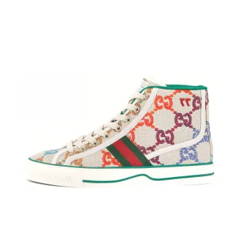 GUCCI Tennis 1977 High Top Stylish Skateboarding Shoes Women's Beige