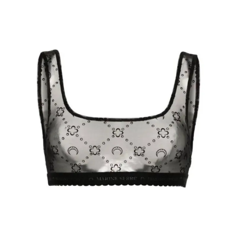 Marine Serre Moon Detailed Scallop Hem Bralette-0