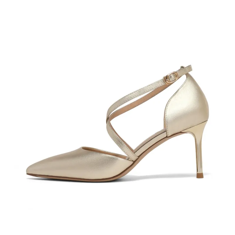 BELLE One Strap Sandals 7.5CM Women's Gold, Black-4