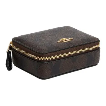 COACH Jewelry Bo Canvas With Leather Medicine Kit Travel Bag Mini Unisex Brown & Black