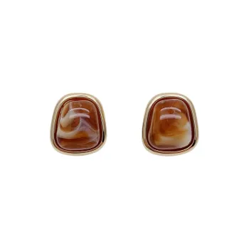 GIMK Colored Glaze Jade Stud Earrings Women's