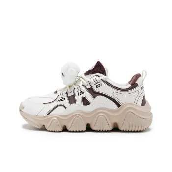 QIAODAN Claw Shoes 2.0 Slip Resistant, Abrasion Resistant, Thermal Low Top Chunky Sneakers Women's White Brown