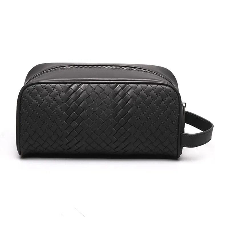 CMLZIUA Top Grain Cow Leather Clutch Unisex Black-0