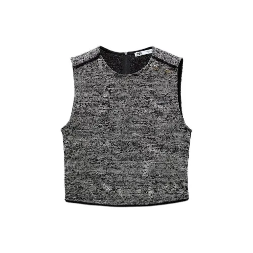 ZARA Tank Tops Women's Marbled Gray