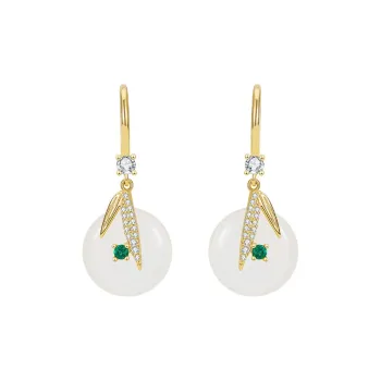 HMZ Chalcedony Jade Earrings Women's
