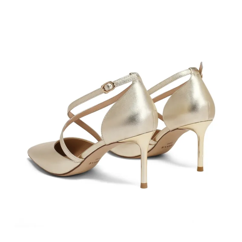 BELLE One Strap Sandals 7.5CM Women's Gold, Black-7