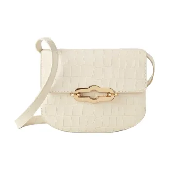 Mulberry Crocodile Pattern Leather Shoulder Bag Crossbody Bag Small Size Women's Eggshell Yellow