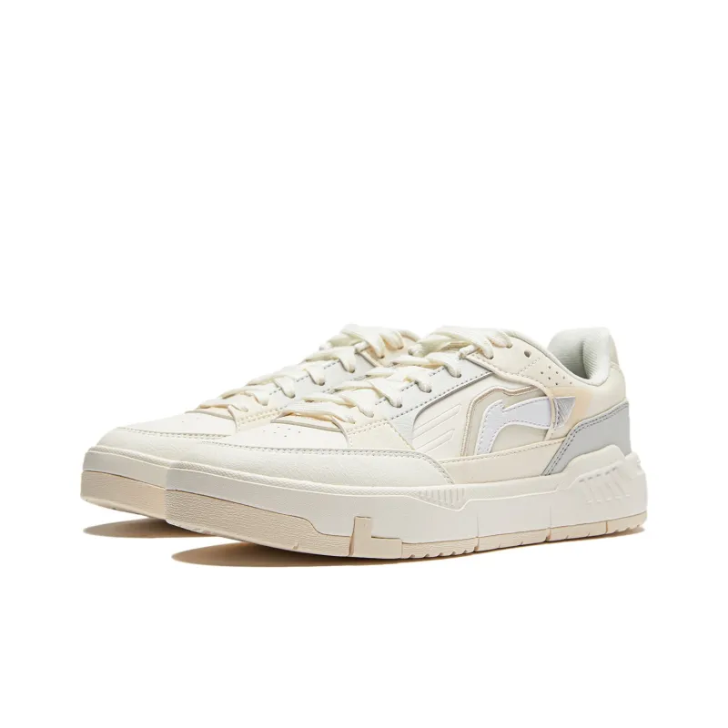 LiNing Common 80s Anti Slip Wear Resistant Low Top Skateboard Shoes Women's White Gray-2