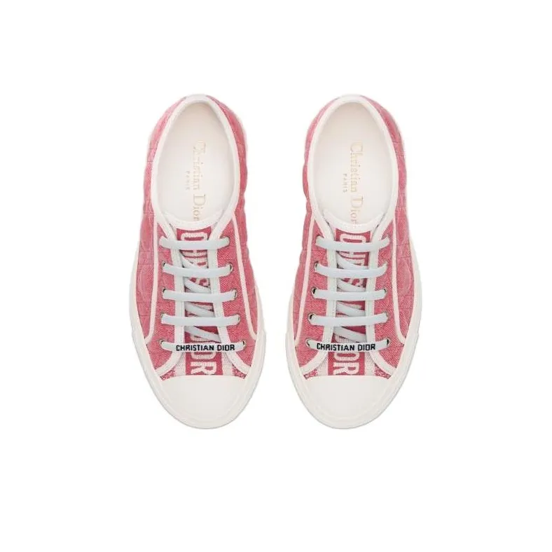 DIOR Walk'N'DIOR Low Top Pink Faded Cannage Embroidered Denim Women's-3