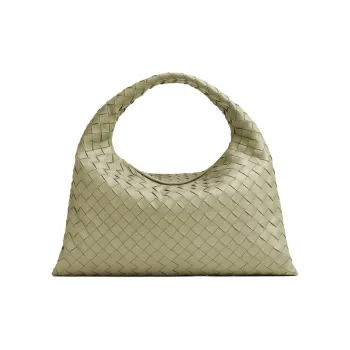 Bottega Veneta Intrecciato Calfskin Handbag, Shoulder Bag Small Size Women's Cave Stone Green