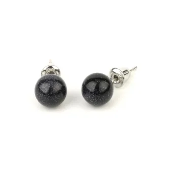 CARAT'S DIARY Blue Sandstone/Synthetic Gemstone Crystal Stud Earrings Unisex