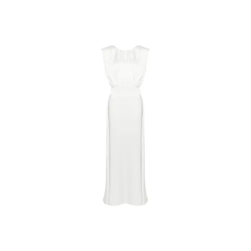 JIL SANDER Gathered Sleeveless Satin Gown