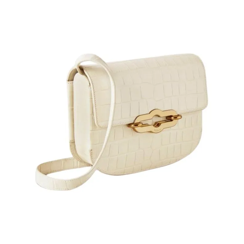 Mulberry Crocodile Pattern Leather Shoulder Bag Crossbody Bag Small Size Women's Eggshell Yellow-1