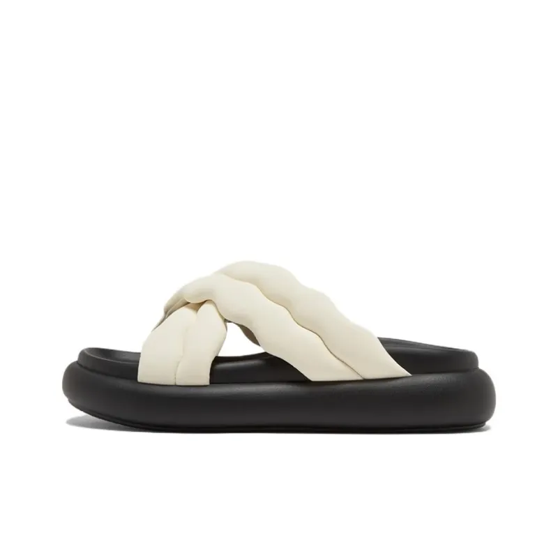 BASTO Slide Slippers Women's White/Black/Silver-0