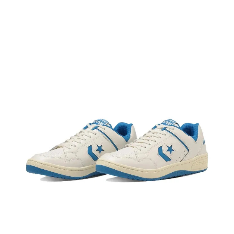 Converse Weapon Slip-Resistant Cushioning Low-Top Skateboard Shoes Unisex White Blue Japan Version-2