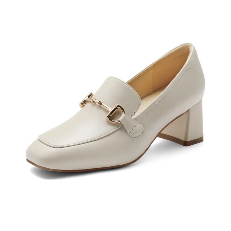 BELLE Loafers 5.5cm Women's Ecru, Black-1