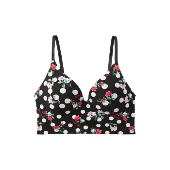 VICTORIA'S SECRET Bra Women's Black Floral Polka Dot