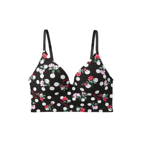 VICTORIA'S SECRET Bra Women's Black Floral Polka Dot
