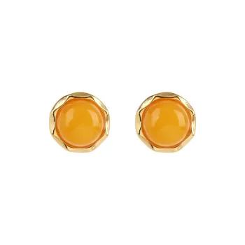 Xiaoyinjiang S925 Silver Beeswax Fine Jade Stud Earrings Women's