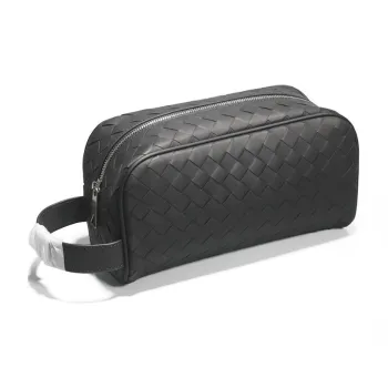 CMLZIUA Top Grain Cow Leather Clutch Large Size Unisex Black