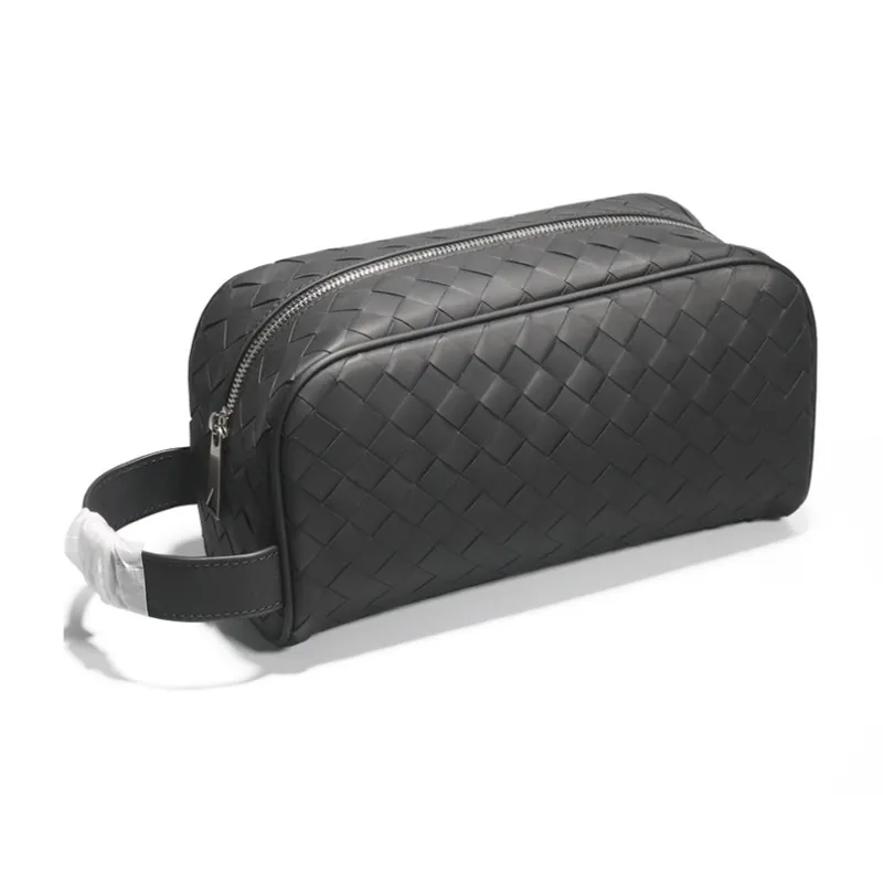 CMLZIUA Top Grain Cow Leather Clutch Large Size Unisex Black-0