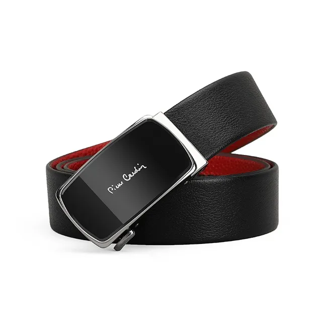 PIERRE CARDIN Top Grain Cow Leather Belts Men's Black 3.5cm-1