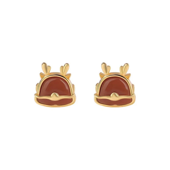 Xiaoyinjiang Agate Stud Earrings Ear Ornaments Jade Ear Ornaments Women's-0