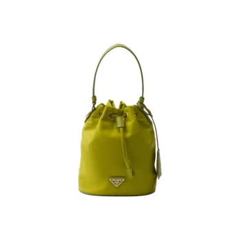 PRADA Re-Nylon Fabric With Leather Bucket Bags Shoulder Bag Crossbody Bag Handbag Mini Women's Lotus Green