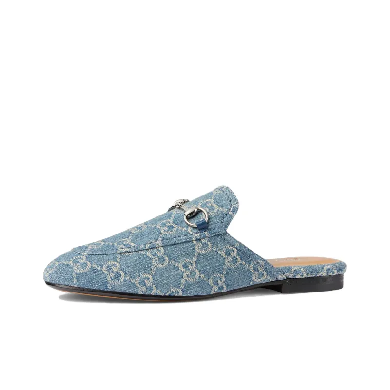 GUCCI Princetown Wrap-toe Slippers Women's Blue-0