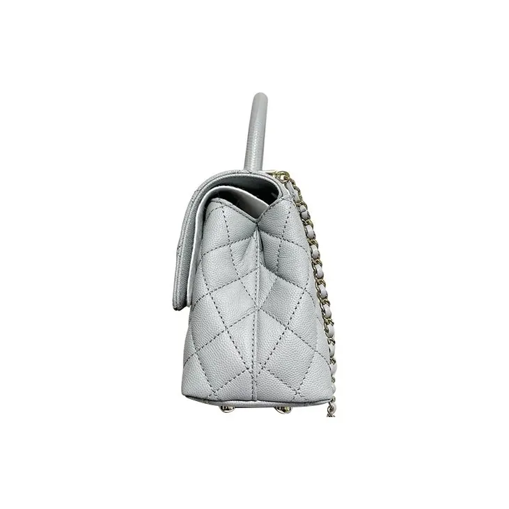 CHANEL Coco Handle Grain Embossed Cow Leather Shoulder Bag, Crossbody Bag, Handbag Trumpets Women's Gray-1