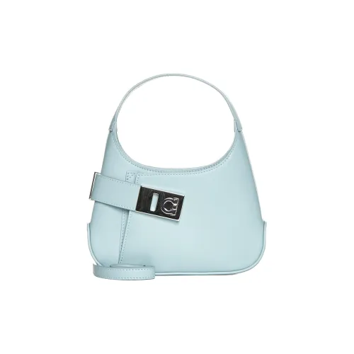 FERRAGAMO Laminated Calfskin Portable Crossbody Bag, Shoulder Bag Mini Women's Blue