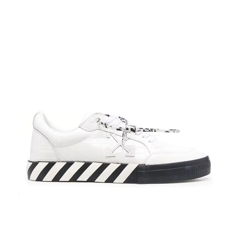 OFF WHITE Vulc Low Croco Leather White Black-1