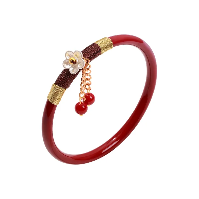 ZHOUBAIFU Reconstructed Cinnabar Jade Bangles Women's-2
