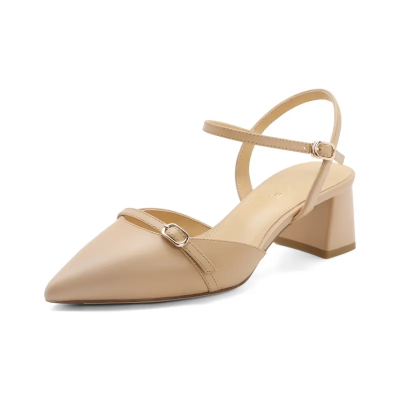 BELLE Casual Single Shoes 5CM Women's Apricot Beige Silver Gold-5