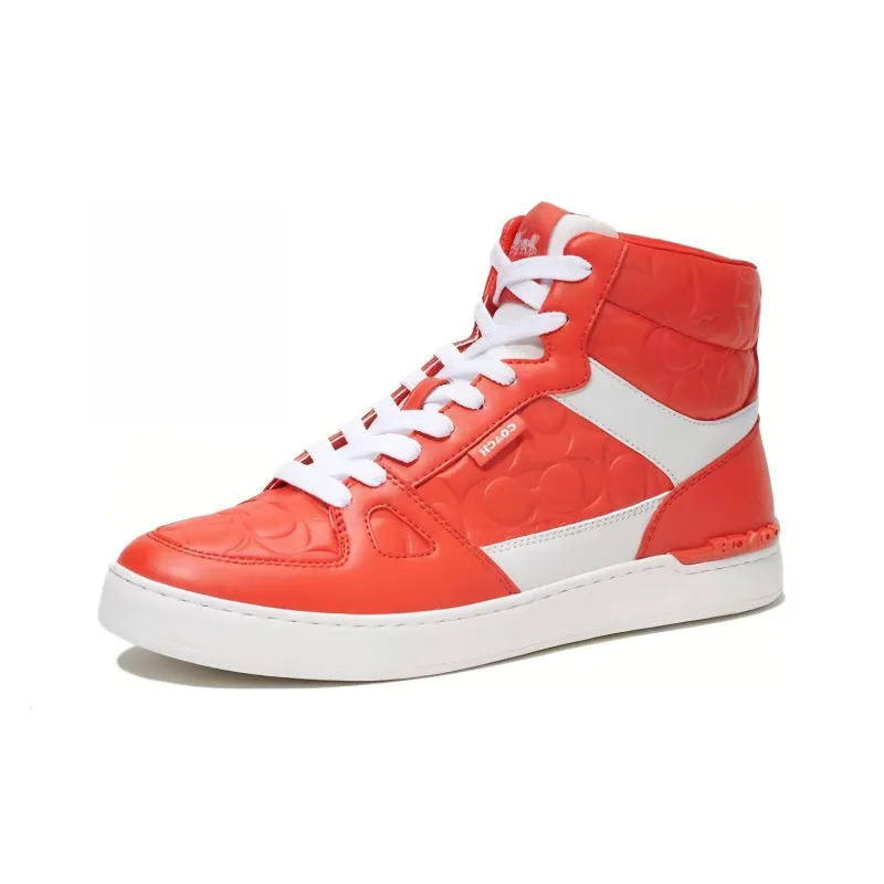 COACH Clip High Top Skateboard Shoes Men's Orange-3