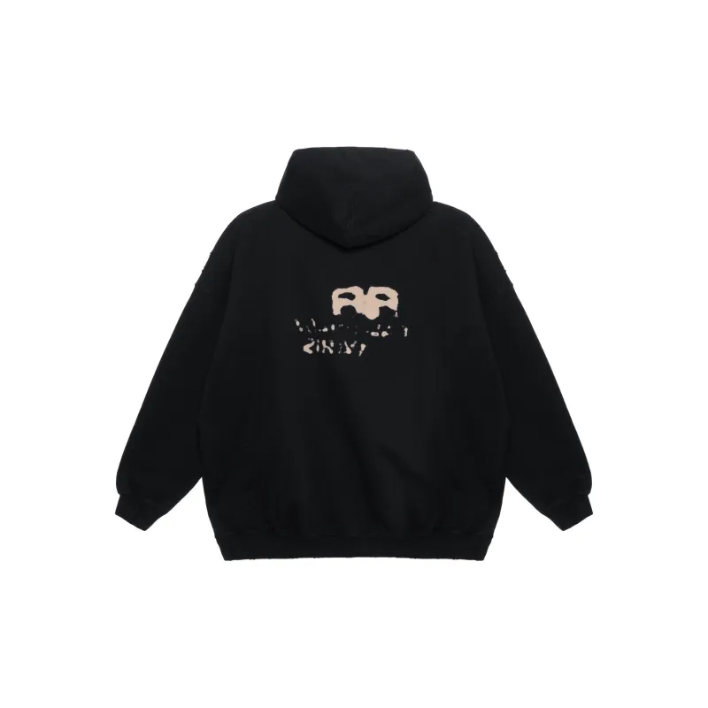 Balenciaga Hand Drawn Bb Icon Large Fit Hoodie Black-1