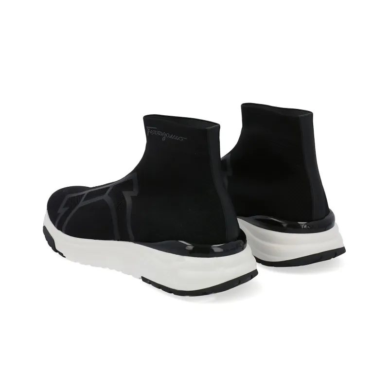 FERRAGAMO GANCINI Cushioned Anti Slip And Wear Resistant Lightweight High Top Sports Casual Shoes Men's Black-4