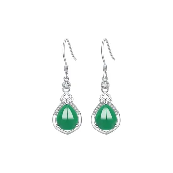 Best Wishes Chalcedony Jade Earrings Unisex