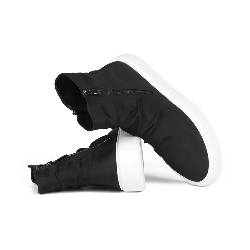 Thai Points Durable Breathable High Top Skateboard Shoes Men's Black-2