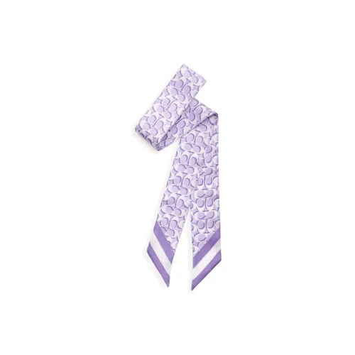 COACH Silk Silk Scarves Unisex Purple