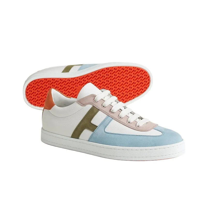 HERMES Boomerang Low-Top Skateboard Shoes Men's White Blue-3